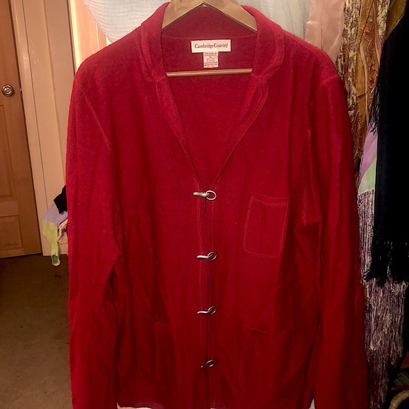 Vintage Cambridge Classics, wool cardigan sweater with metal closures, pockets - Picture 4 of 13